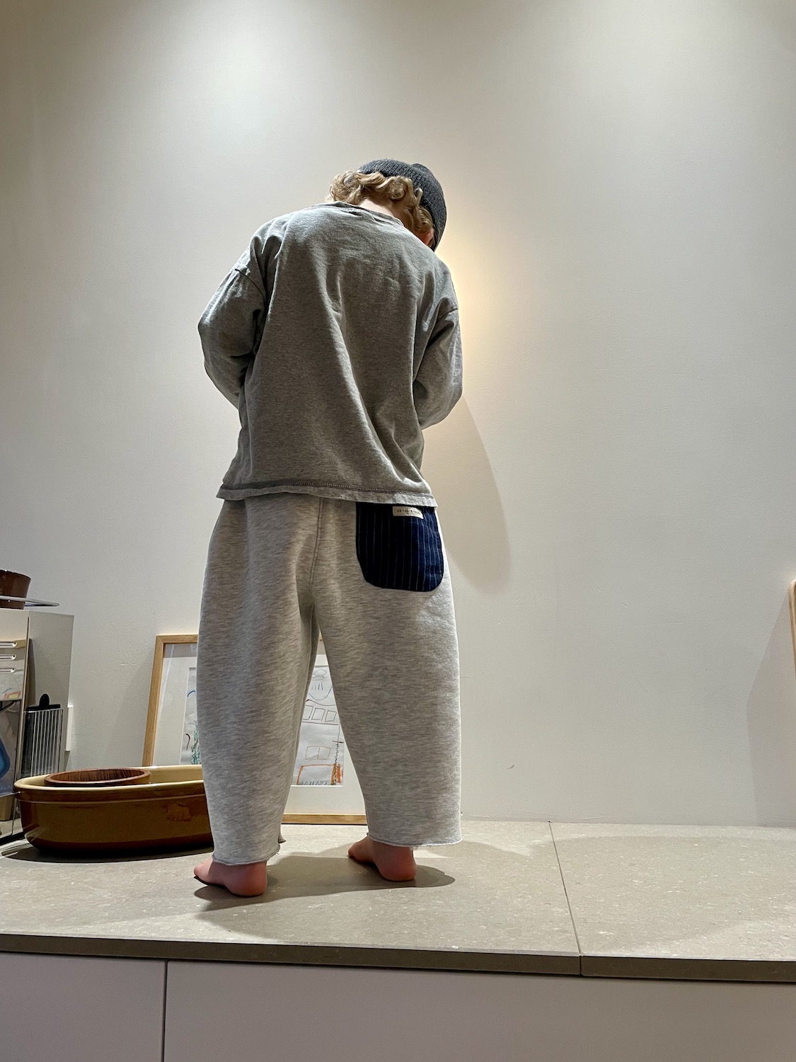 Barrel Trouser Grey & Blue - Image 2
