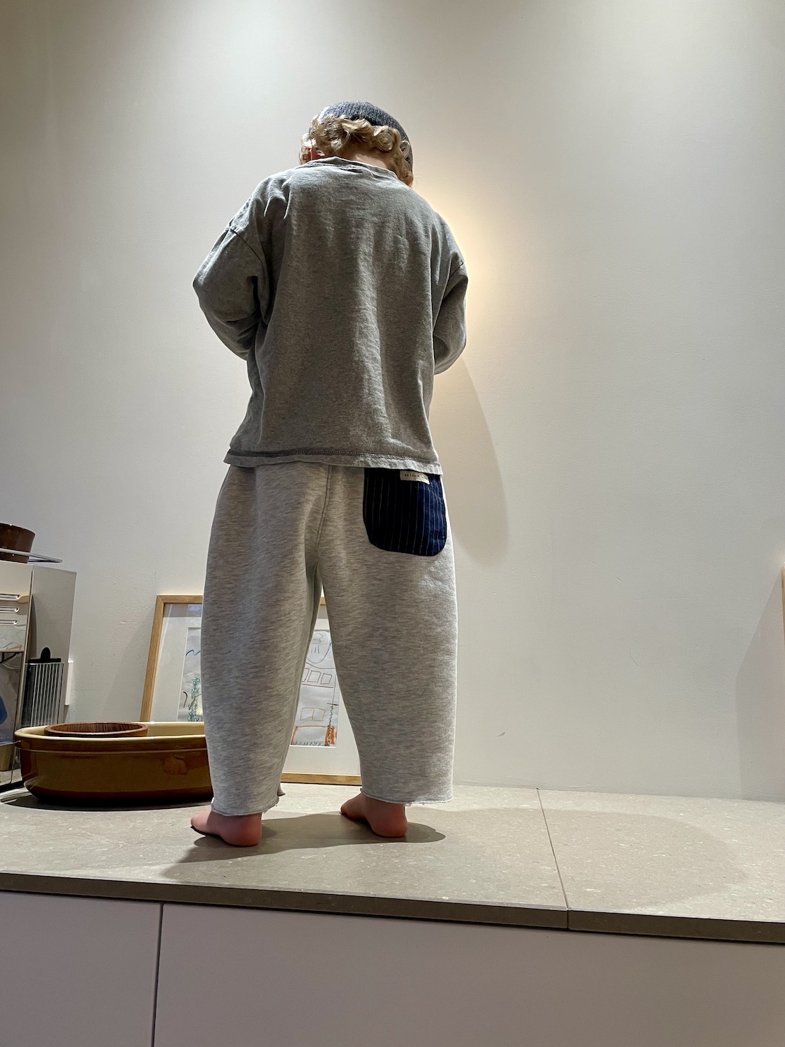 Barrel Trouser Grey & Blue